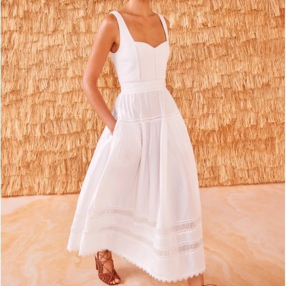 Ulla Johnson Dresses & Skirts - Ulla Johnson Isadora Dress Cowrie White Fit Flare Size 12 100% Cotton Resort NWT